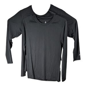 2 Womens Plain LONG SLEEVE Black Shirts Size S Small Shirt